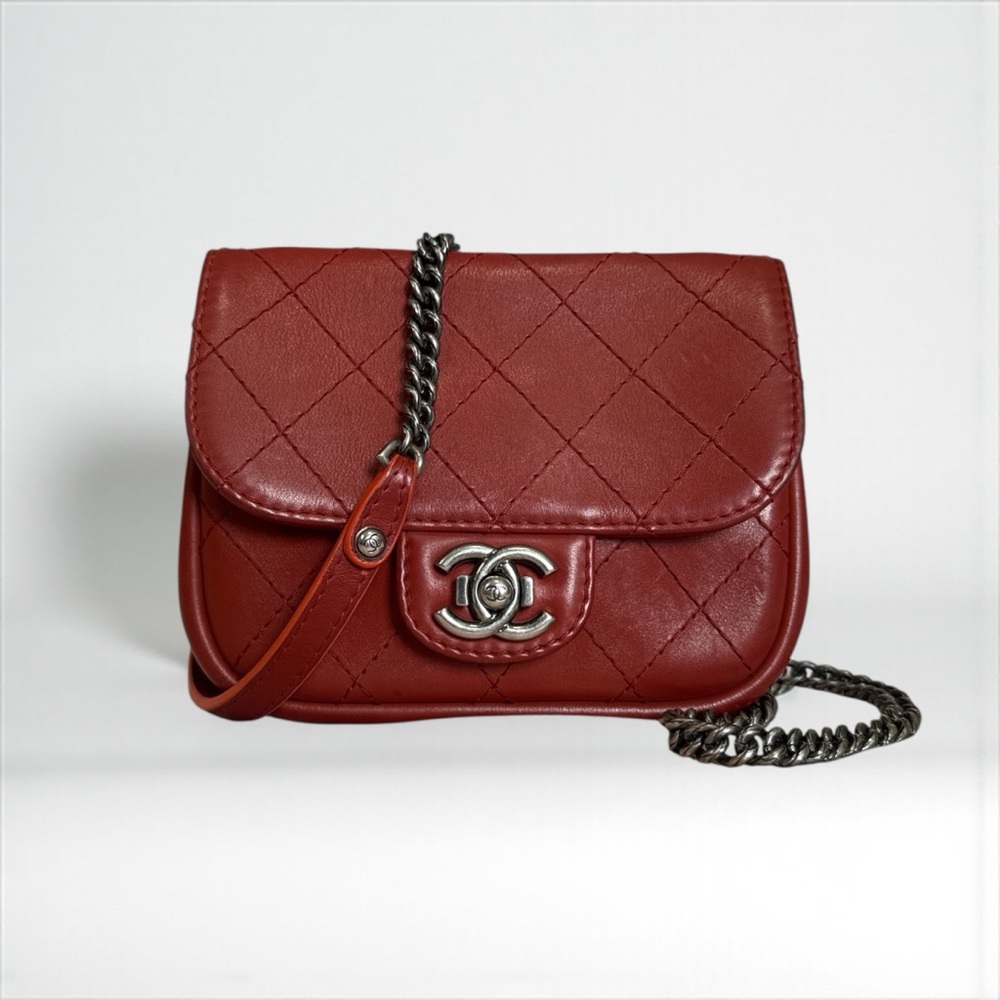SOLD Chanel Lambskin Quilted Mini Square Flap Red